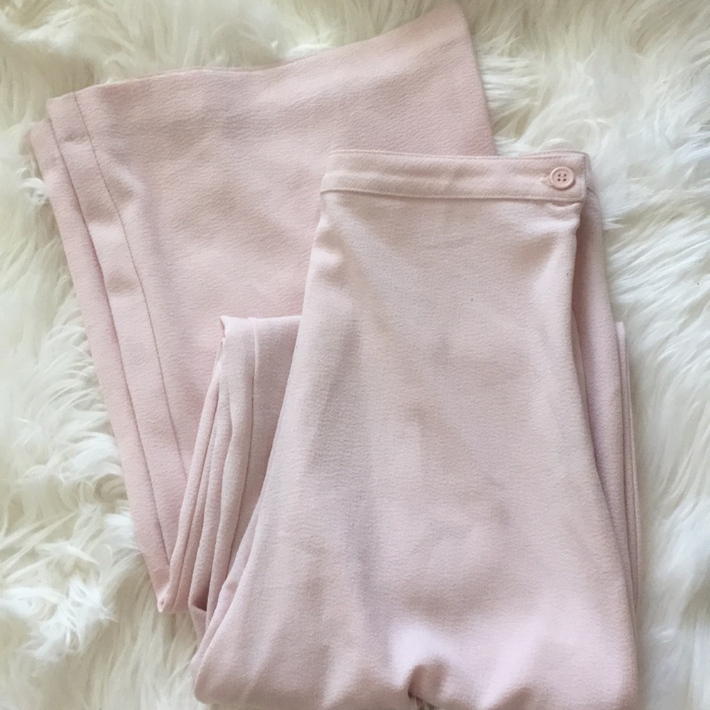 American Apparel pink wide leg flare trousers